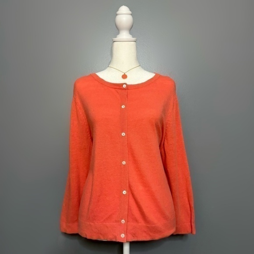 EUC J. Jill Button Front Coral/Grapefruit Cardigan Size L
